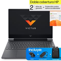 Bundle Victus Gaming Laptop 15-fb0142la | AMD Ryzen 5| 16GB| 512GB SSD| RTX 3050| 15.6"| Windows 11| Plata mica| 2 Años de Garantía + ADP| Microsoft 365 Personal + Mochila, Hub y Mouse Targus