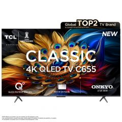 Televisor 55" TCL C655 QLED TV | GOOGLE TV | 4K | 16GB | 2GB RAM | Dolby Vision•Atmos | HDR10+ | ONKYO 2.1CH | 2x10W + 15W Subwoofer | WI-FI | BT 5.0 | 600NIT | 3 Años de Garantía