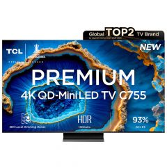 Televisor 55" TCL C755 QD-Mini LED 4K TV | Bizel de Metal | Google TV | HDR 1300 Nits | 144Hz VRR | HDR 10+ | Dolby Visión · Atmos | Más de 500 zonas | AiPQ PRO | ISDB-T | AirPlay 2 | 3 Años de Garantía