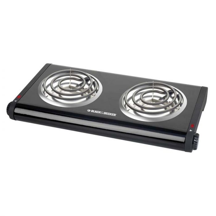 Estufa eléctrica portátil de mesa Black + Decker, 2 quemadores, 1500  watts - Negro