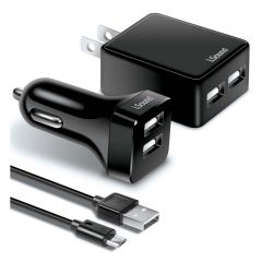 DREAMGEAR - 2.4-AMP DUAL-USB AC & CAR CHARGER WITH MICRO USB CABLE