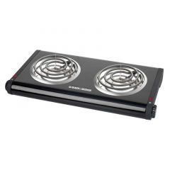 Estufa eléctrica portátil de mesa Black + Decker | 2 quemadores | 1500 watts - Negro