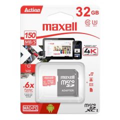 TARJETA DE MEMORIA MAXELL MICRO SD CLASE 10 UHS-3 CON ADAPTADOR A SD, 32GB