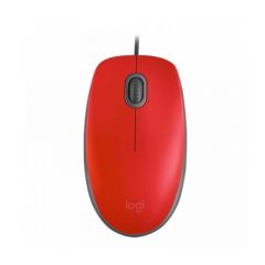Logitech M110  Mouse Silencioso Alambrico USB, Diseno Tamano Entero y Comodo, Ambidiestro para PC / Mac - Rojo