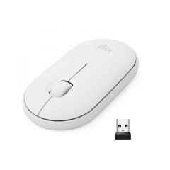 Logitech Pebble M350 Mouse Inalambrico con Bluetooth o USB, Silencioso, Delgado con Click Silencioso para Laptop, Notebook, PC  y Mac - Blanco