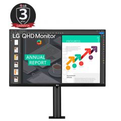 Monitor Ergo IPS LED QHD HDR10 de 27" LG  | Flexibilidad Completa | AMD FreeSync | MaxxAudio | Black Stabilizer | Modo Juego | USB Tipo C | 144Hz