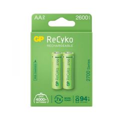 Batería recargable GP ReCyko | 3805 | Pack 2x AA | 2,600mAh | Verde