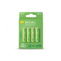 Batería Recargable GP ReCyko 3804 | Pack 4x AA | 1,300mAh | Verde