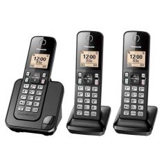 Teléfono inalámbrico DECT Panasonic | 3 auriculares | Teclado iluminado | LCD 1.6" | Modo ECO | Bloqueo de llamadas | Negro