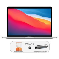 Combo Macbook Air Retina 13"  |  Chip M1 | 256 gb ssd | 8 GB RAM | Plata + Microsoft 365 Personal + Adaptador Multipuertos 