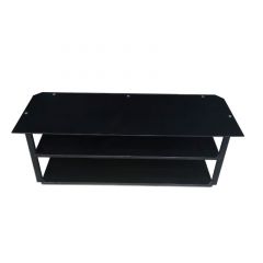 MUEBLE DE TV 1524 x 508 x 560mm |  Flat Panel TV Stand | Steel Frame | Black Finish | 6/6/6mm Tempered Glass Shelves