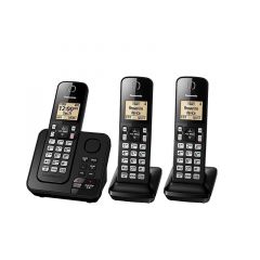 Teléfono inalámbrico DECT Panasonic con contestadora digital | 3 Auriculares | Bloqueo de llamadas | Modo ECO | Identificador de llamadas | Negro