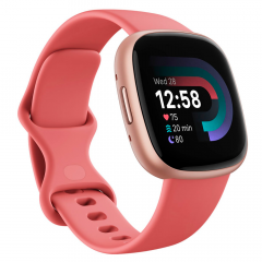 Fitbit Versa 4 Smartwatch   Pink Sand   Copper Rose