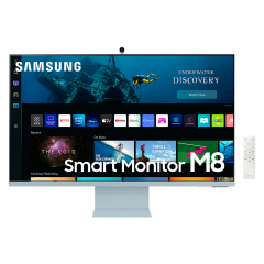 Monitor inteligente M80B  32'' | 4K |  UHD | Con transmisión de TV |  cámara SlimFit incluida | Blanco y azul claro