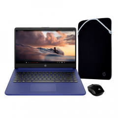 Laptop  HP 14-dq2521la, Intel Core i3, 8 GB, 256 GB SSD, 14, HD, Windows 11 Home + Mouse HP 200 Negro Inalámbrico + Funda Protección Reversible HP Negro/Plateado 14"