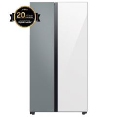 Refrigeradora Bespoke Side By Side con Fabricador dual de hielo 22.6p3 640L | Gris satinado + blanco