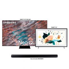 Bundle Samsung | SMART TV 85" | NEO QLED 8K | QN800A | QUANTUM MATRIX PRO | DISEÑO INFINITY ONE + THE FRAME TV 32" + BARRA DE SONIDO HWQ700BZP