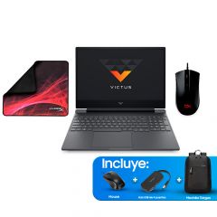 Bundle Laptop Gaming  Victus  | Windows 11 Home | Pantalla 15.6" |  AMD Ryzen 5 | 8GB RAM | 512GB SSD | NVIDIA GeForce RTX 3 + HyperX MousePad + Mouse Hyperx + Mochila, Hub y Mouse Targus