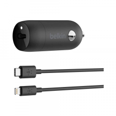 Belkin Cargador Rápido para auto USB-C de 20 W más Cable USB-C a Lightning de 1,2 m | Negro 