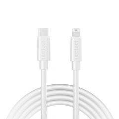 Cable de carga rápida redondeado USB-C a MFi Lightning | 12 pies | Blanco