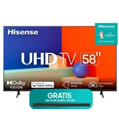 Televisor LED Hisense 58" | UHD 4K | Smart Tv | VIDAA OS | Bluetooth | Dolby Vision Atmos | Wi-fi | HDMI 