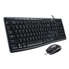Combo teclado y mouse Logitech alámbrico MK200 | Teclado en inglés - Negro