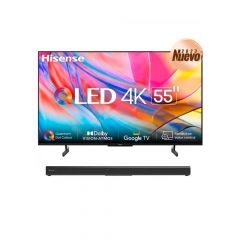 Bundle Televisor QLED Hisense 55" A7K Plus | UHD | Smart TV | Google Tv + Soundbar HS205