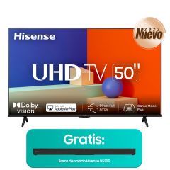 Bundle Televisor 50" Hisense | VIDAA | UHD 4K | Gratis Barra de sonido Hisense HS205