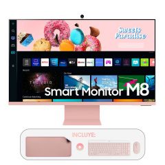 Combo Monitor Smart M8 32"| UHD | Camara Integrada | Conectividad Movil | Smart TV | Alexa Integrado | MultiView + Mouse Pad + Teclado y Mouse 