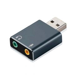 Adaptador USB  con entrada de Audifonos 3.5 mm y microfono | ARG-CB-0067