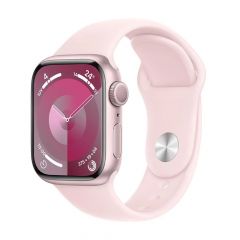 Apple Watch Series 9 GPS | Caja de aluminio rosada de 45 mm | Correa deportiva rosado claro - S/M