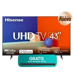 Televisor LED Hisense 43" | UHD 4K | Sistema Operativo VIDAA | Smart TV | HDMI | WIFI 