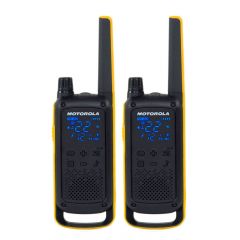 Radio Walkie Talkie Motorola TALKABOUT T470 Serie | 22 Canales | Hasta 56 km | NOAA | IPX4 | Amarillo y Negro