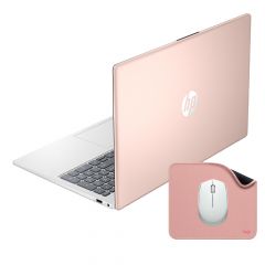 Bundle Laptop HP 15-fc0001la | AMD Ryzen 3 | 8 GB | 512 GB SSD | 15.6" FHD | Windows 11 | Oro rosa pálido + Mouse Pad Rosa + Mouse inalámbrico blanca