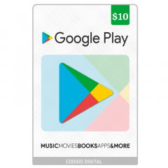 Tarjeta de Contenido Google Play $10 USA  | Precio de venta incluye cargo de servicio