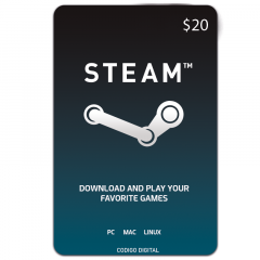 Tarjeta de Contenido Steam $20 USA | Precio de venta incluye cargo de servicio 