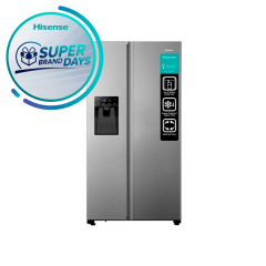 Hisense Refrigeradora | SBS de 19 Cu. Ft. | Inverter | Auto Ice Maker | Water Dispenser | Gris
