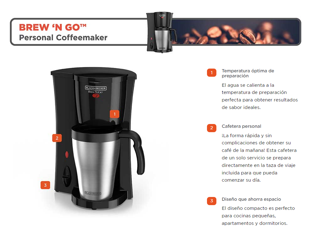 Black & Decker Brew 'n Go: ¡Café listo al instante en Panafoto!